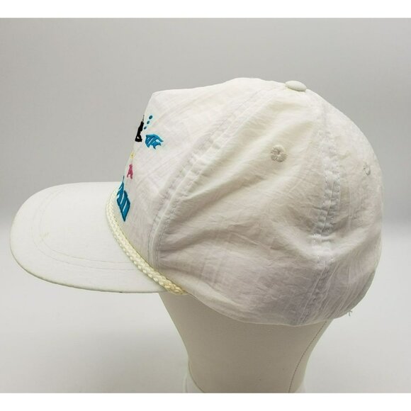 Vtg White Hawaii Embroidered Baseball Cap, Snapback Adjustable, Rope Braid Trim - Picture 5 of 10
